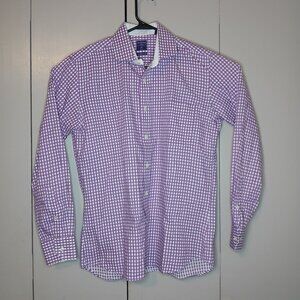 Modena Men's Cotton Modern Fit 16-34-35 Purple White Gingham Check Shirt(0684M1)